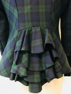 Schottenkaro- und Samt-Bustle-Jacke