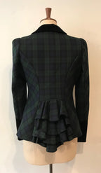 Schottenkaro- und Samt-Bustle-Jacke