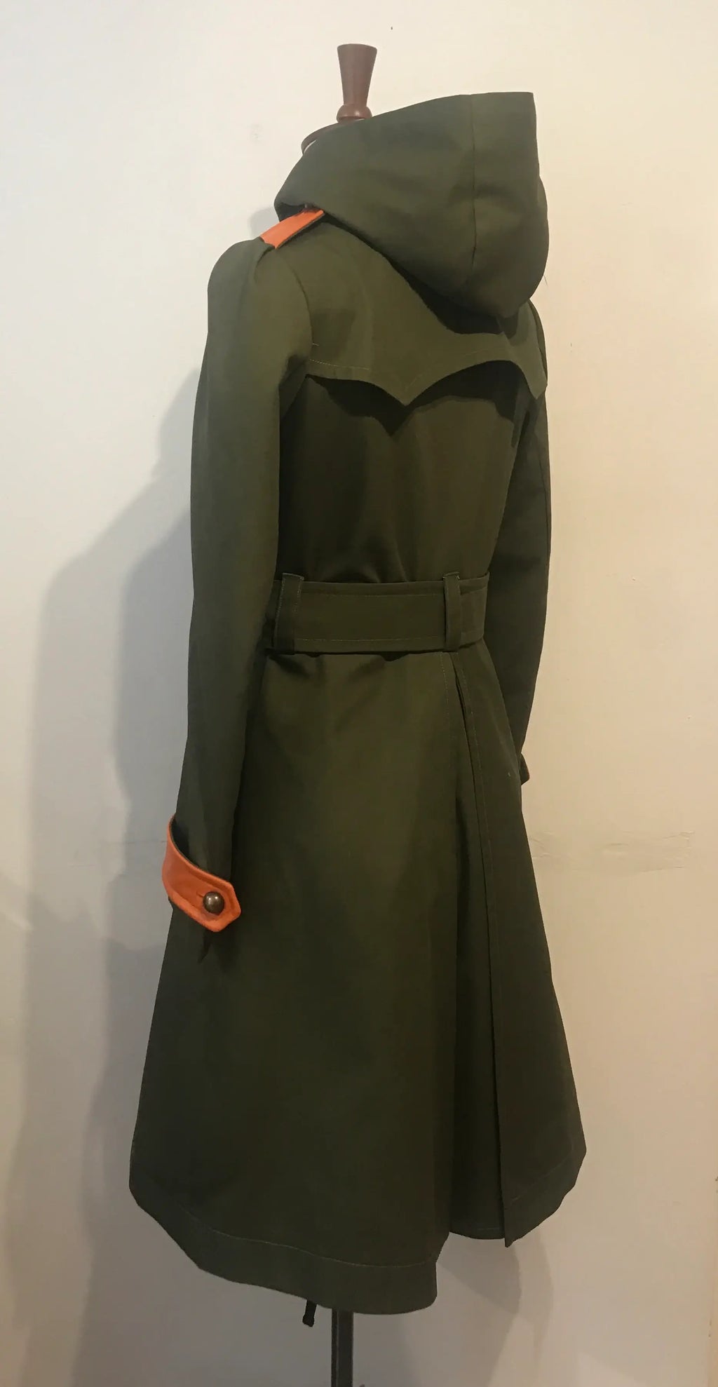 The Military Trench Coat with Leather Accents & Detachable Hood