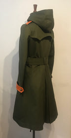 The Military Trench Coat with Leather Accents & Detachable Hood